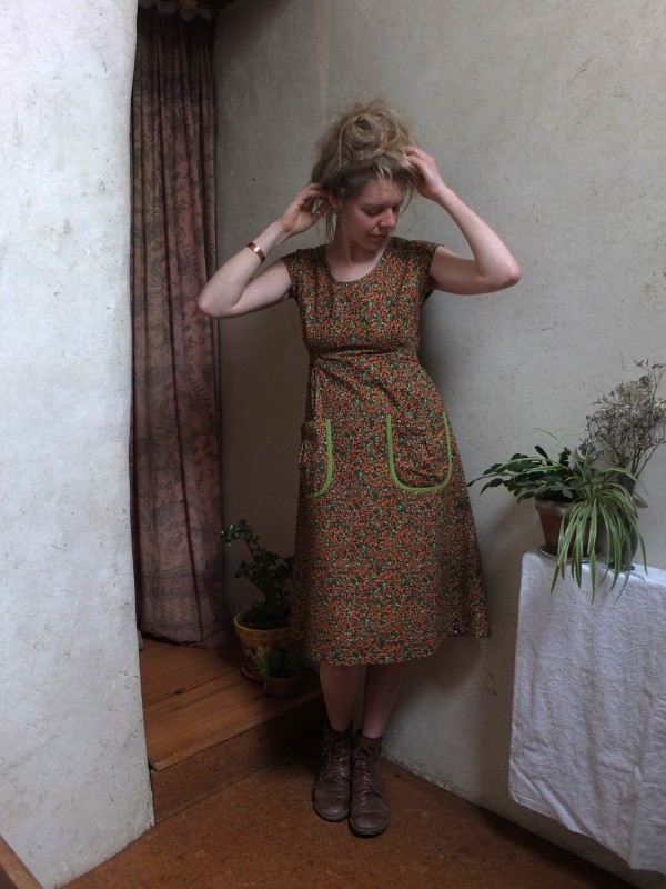 Robe Vintage Regency Style Anglais Jean Varon - Taille 36/38 (buste 85cm) - Coton Ivoire Années 70